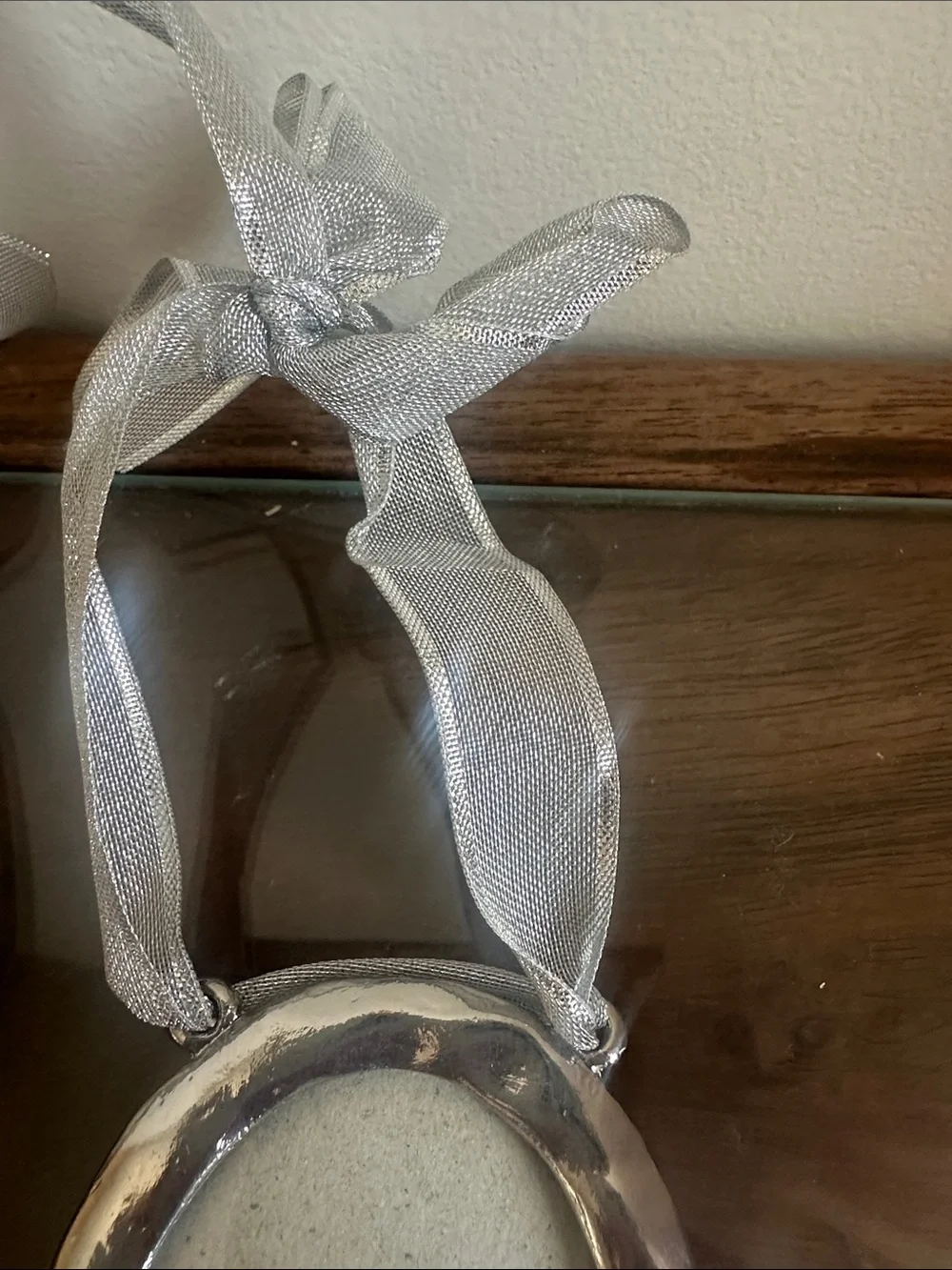 Silver-Tone Oval Photo Frame Ornaments with Guardian Angel Charms - Set of 2